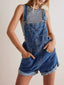 Wide Strap Square Neck Denim Overalls