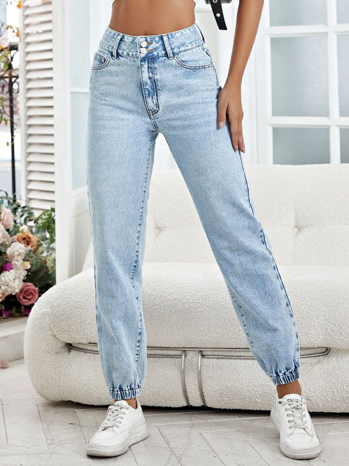 High Waist Jeans with Pockets - felvior