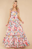 Floral Square Neck Wide Strap Maxi Dress - felvior