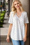 Heimish Full Size Crisscross Ditsy Floral Babydoll Top Plus Size - felvior