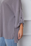 Notched Roll-Tab Sleeve Blouse - felvior