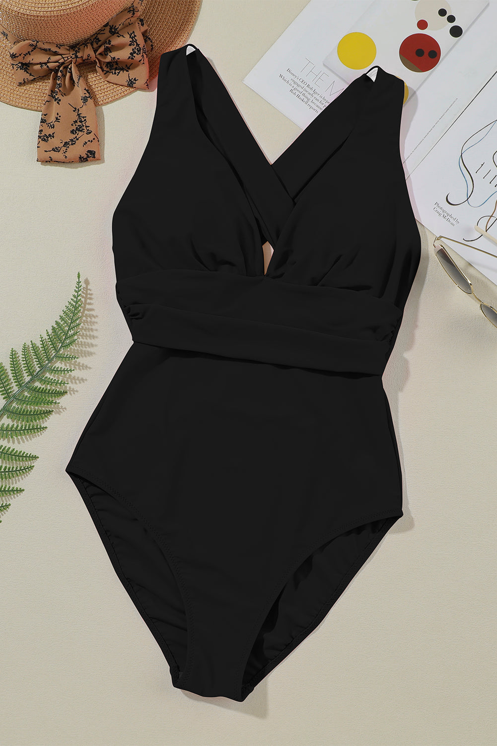 Crisscross Wide Strap One-Piece Swimwear - felvior