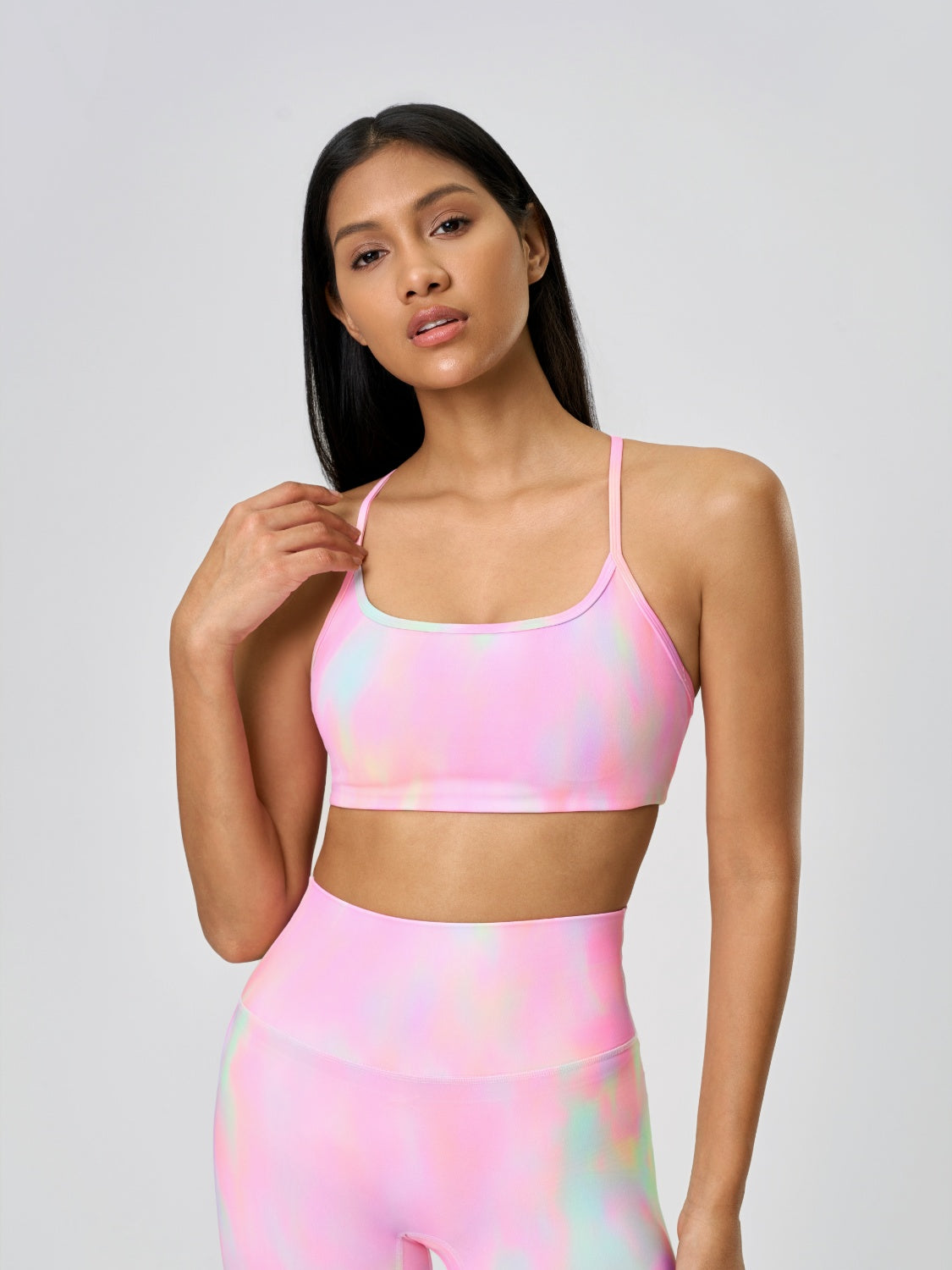 Millennia Crisscross Back Scoop Neck Active Cami with Detachable Chest Pads