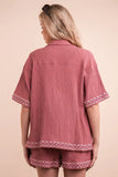 VERY J Crinkled Woven Shirt Top & Shorts Set - felvior