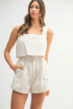 MABLE Square Neck Crop Top and Shorts Set - felvior