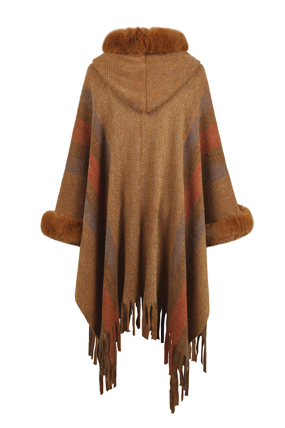 Color Block Fringe Detail Poncho - felvior
