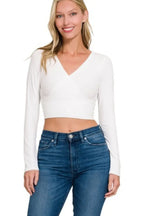 Zenana Ribbed Surplus Waist Band Long Sleeve Top