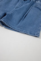 Drawstring High Waist Denim Shorts with Pockets