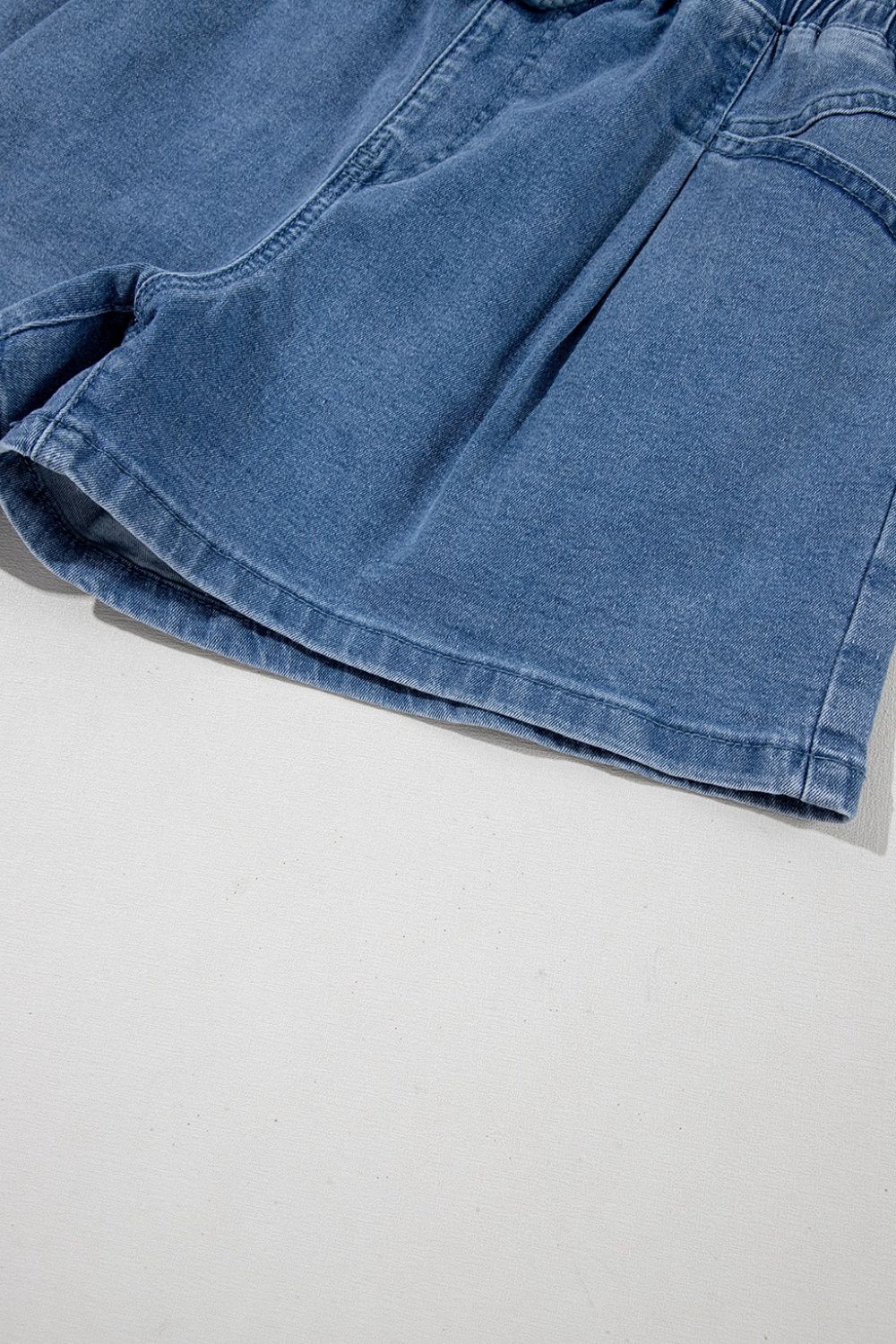 Drawstring High Waist Denim Shorts with Pockets