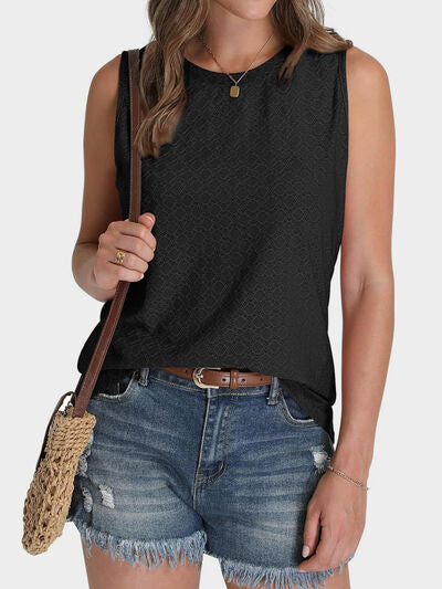 Florira Eyelet Round Neck Tank - felvior