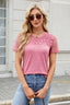 Smocked Round Neck Short Sleeve T-Shirt