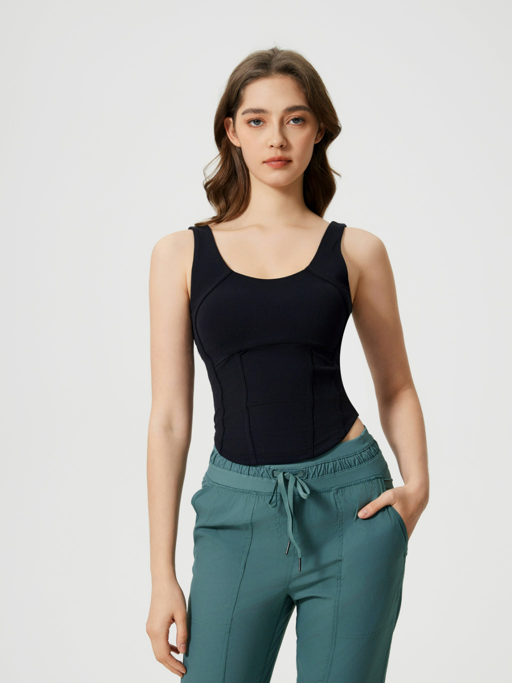 Millennia Round Neck Wide Strap Active Tank with Detachable Chest Pads