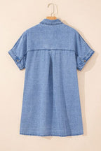 Button Down Short Sleeve Denim Dress