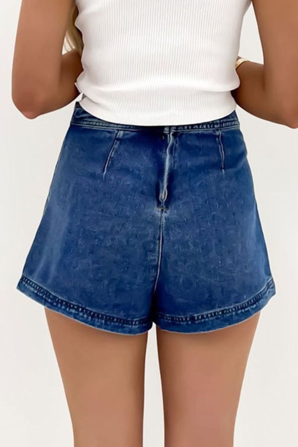 Asymmetrical Denim Skort with Pockets - felvior