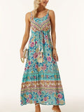 Printed Scoop Neck Midi Cami Dress - felvior