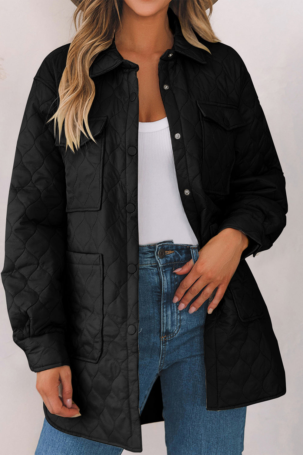 Snap Down Collared Winter Coat - felvior
