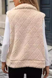 Fuzzy Plaid Texture Zip Up Vest Coat - felvior