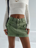 Mini Cargo Denim Skirt with Pockets - felvior