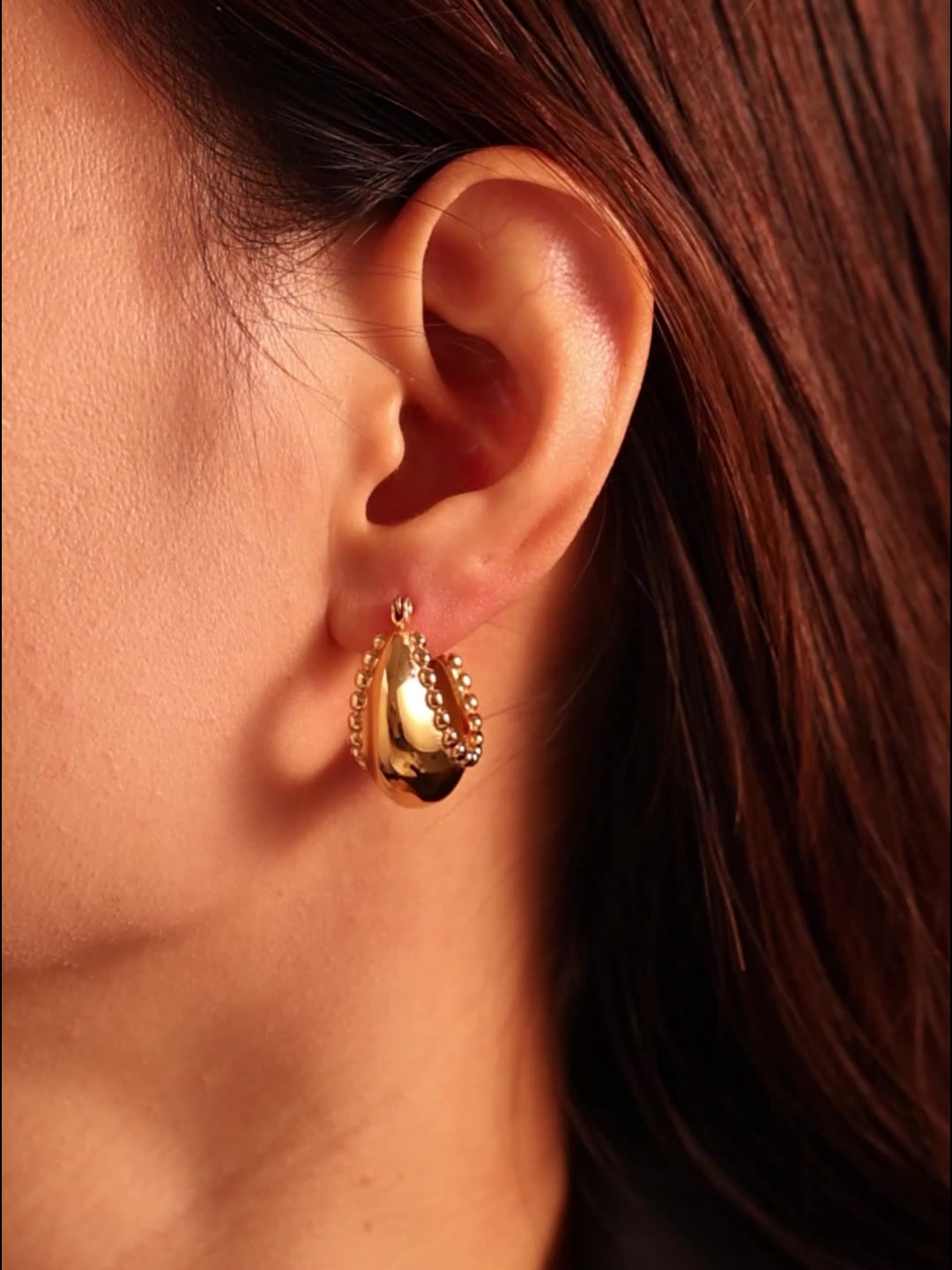 18K Gold-Plated Stainless Steel Huggie Earrings - felvior