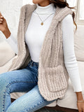 Fuzzy Hooded Vest with Pockets - felvior