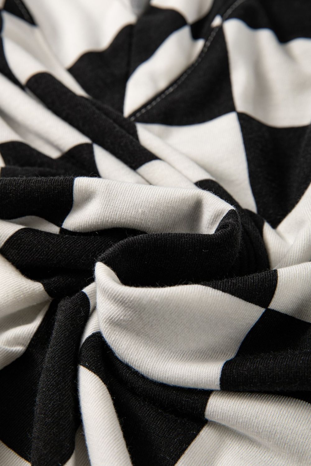 Checkerboard V Neck Loose Tee and Shorts Set