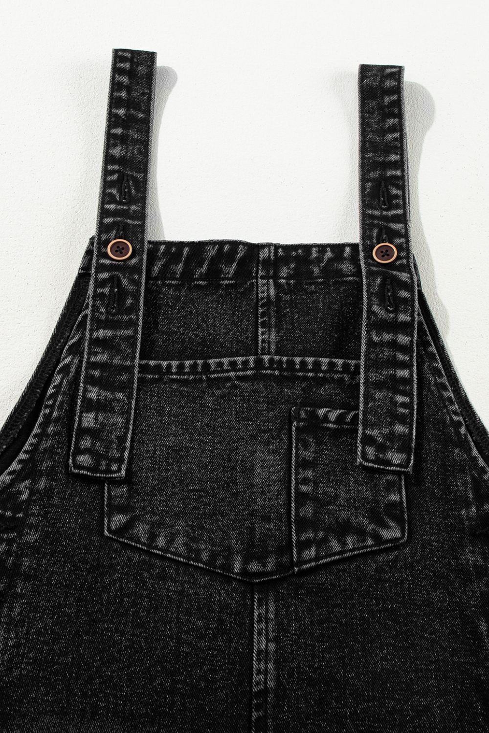 Distressed Wide Strap Denim Overalls - felvior