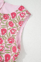 Floral Print Cropped Tank and Mini Skirt Set