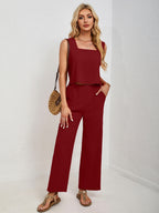 Square Neck Tank and Wide Leg Pants Set
