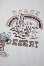 Peace Desert Graphic Asymmetric Printed Patchwork Sleeve Top