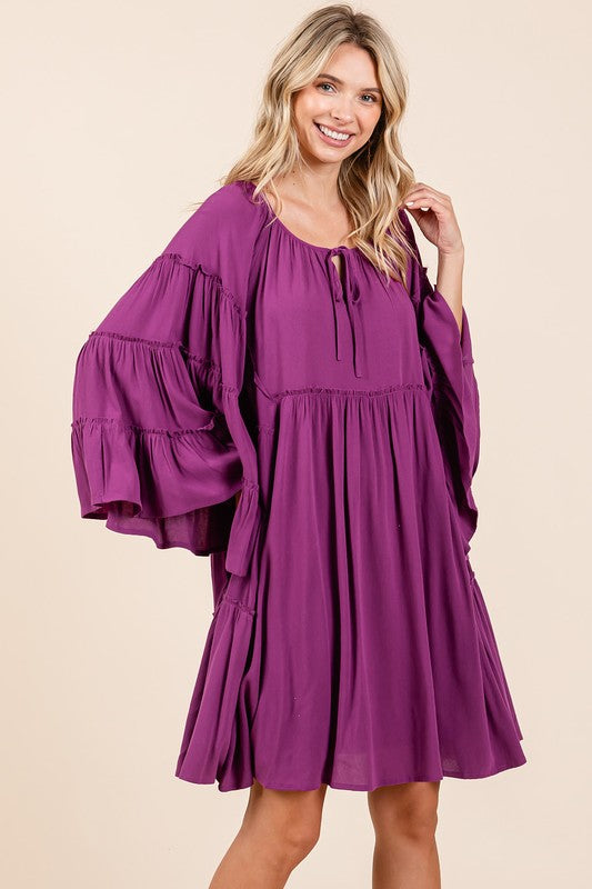 Mittoshop Frill Tie Neck Bell Sleeve Dress Hauptbild
