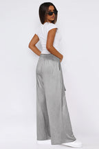 Tied Pocketed Wide Leg Pants