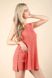 VERY J Slit Round Neck Top and Shorts Sweater Set - felvior