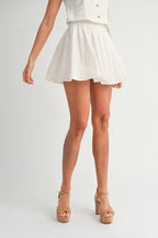 MABLE Eyelet Lace Top and Mini Skirt Set
