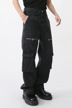 Men's Loose Fit Jeans with Cargo Pockets