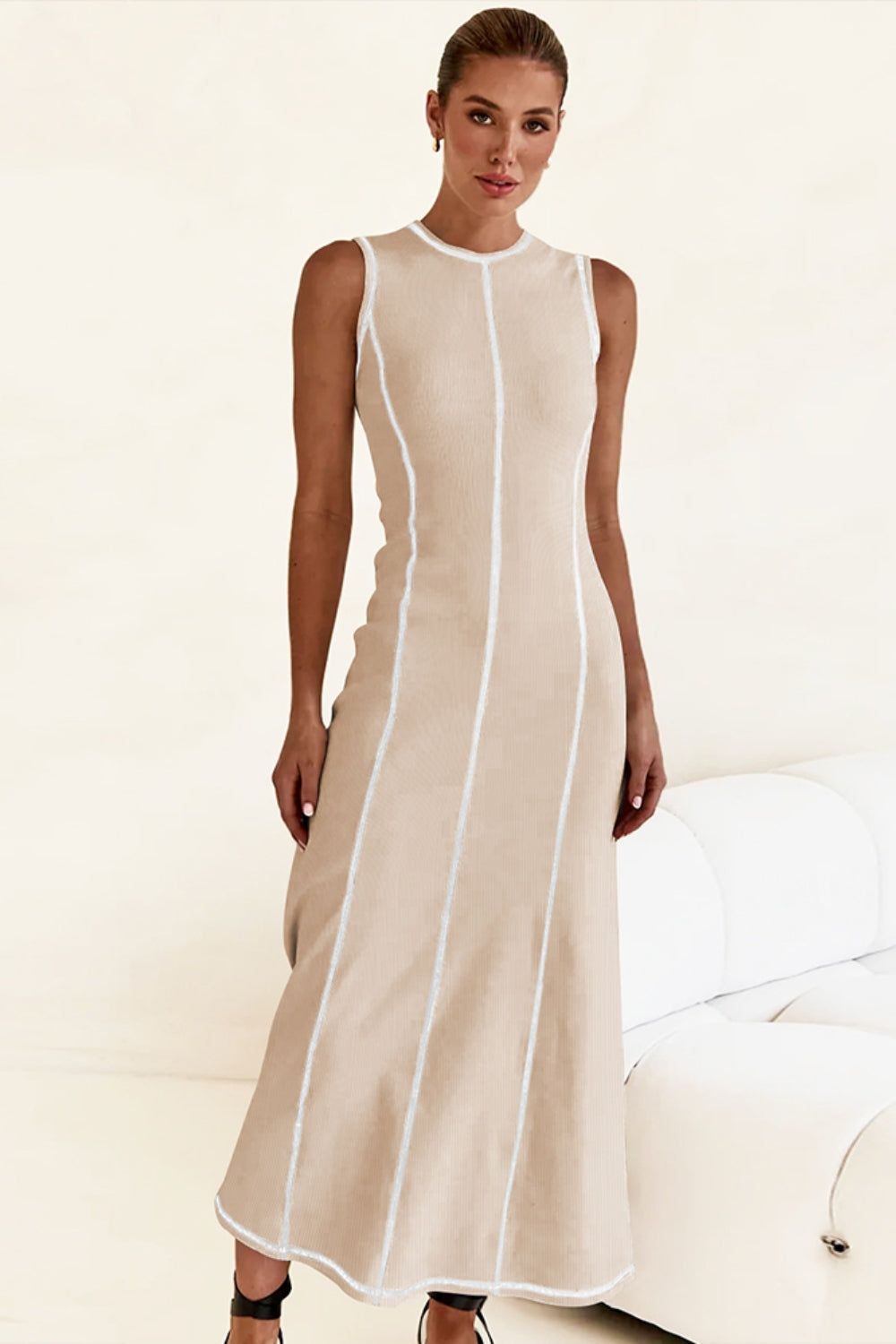 Contrast Stitching Maxi Tank Dress