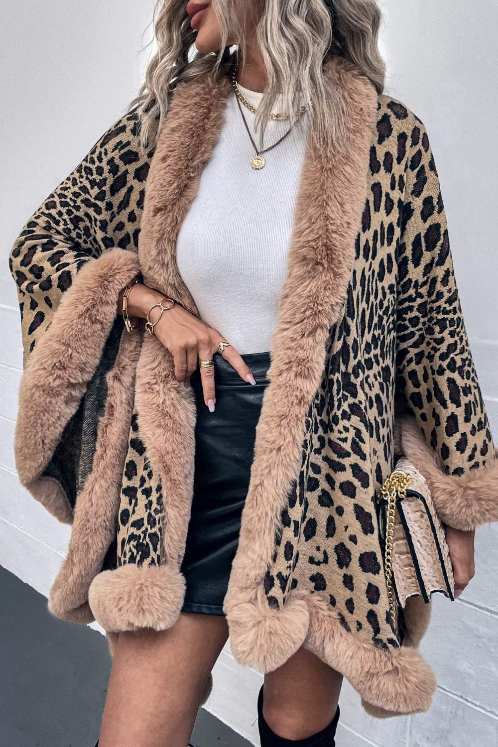 Leopard Open Front Poncho - felvior