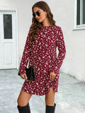 Round Neck Long Sleeve Mini Dress - felvior