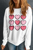 Valentine's Day Heart Round Neck Long Sleeve Sweatshirt - felvior