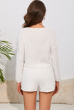 Round Neck Dropped Shoulder Top and Shorts Lounge Set - felvior