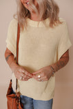 Round Neck Short Sleeve Knit Top - felvior
