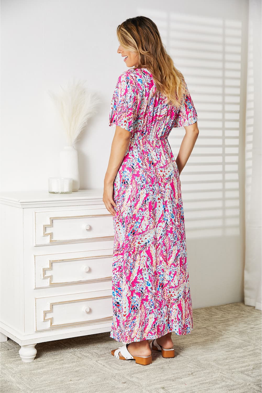 Double Take Multicolored V-Neck Maxi Dress - felvior