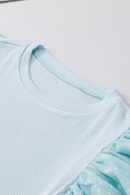 Ruffled Round Neck Cap Sleeve Top