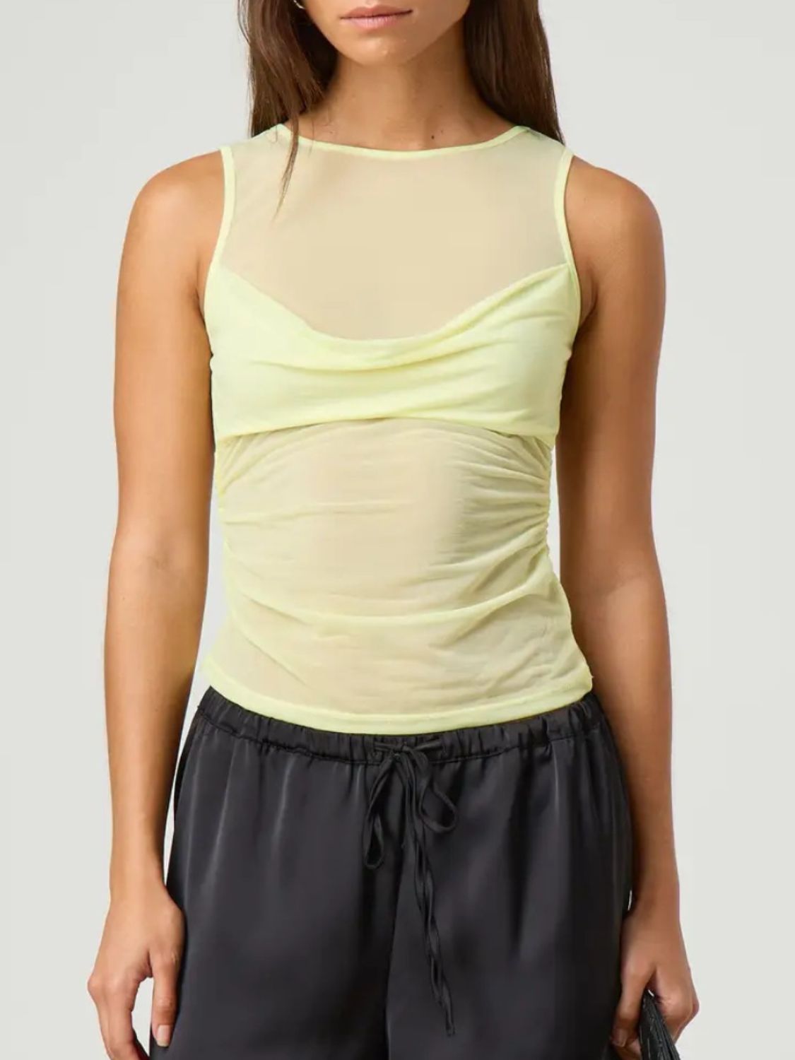 Ruched Round Neck Tank - felvior