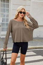 Backless Round Neck Long Sleeve T-Shirt