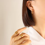 Titanium Steel Geometric Huggie Earrings - felvior