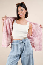 VERY J Plus Size Oversized Crochet Button Down Shirt Top