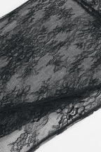 Fringe Round Neck Long Sleeve Lace Sheer Top