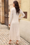 Striped V-Neck Maxi Dress - felvior