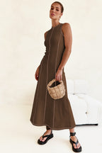 Contrast Stitching Maxi Tank Dress