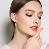 925 Sterling Silver Moissanite Hoop Drop Earrings - felvior